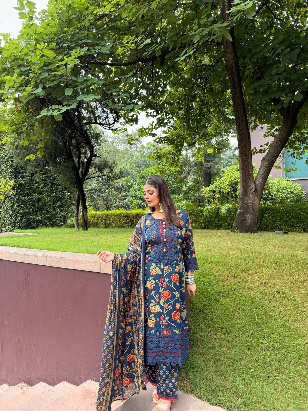 Floral print Suit With Dupatta
