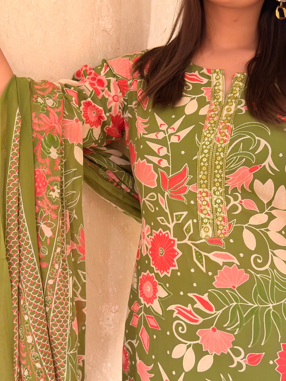 Floral print Suit With Dupatta
