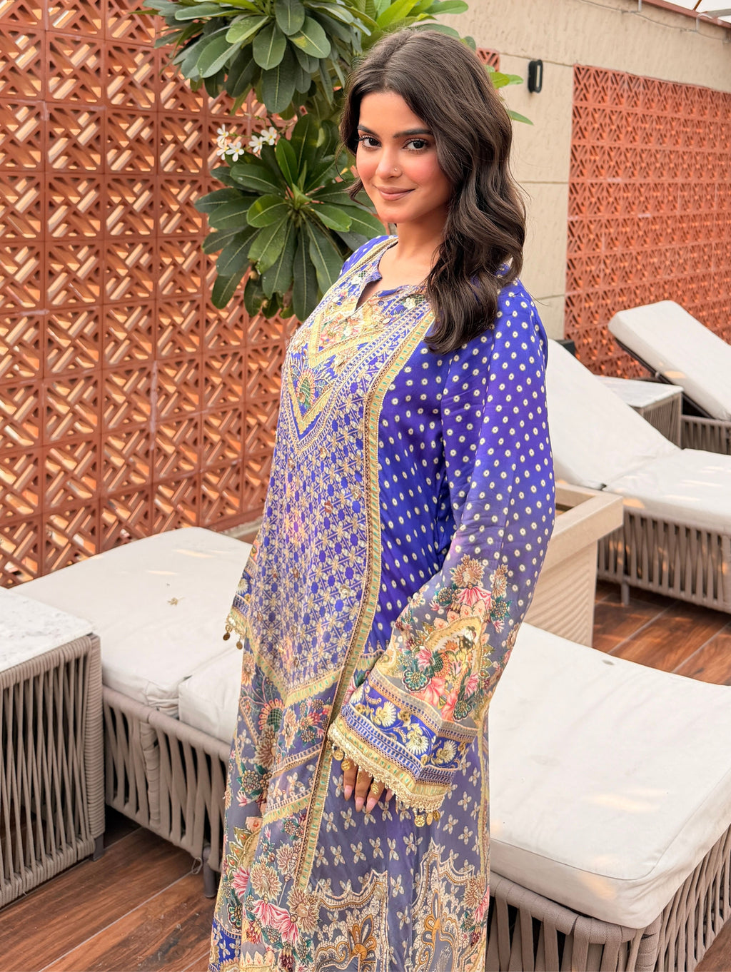 embroidered suit with dupatta set