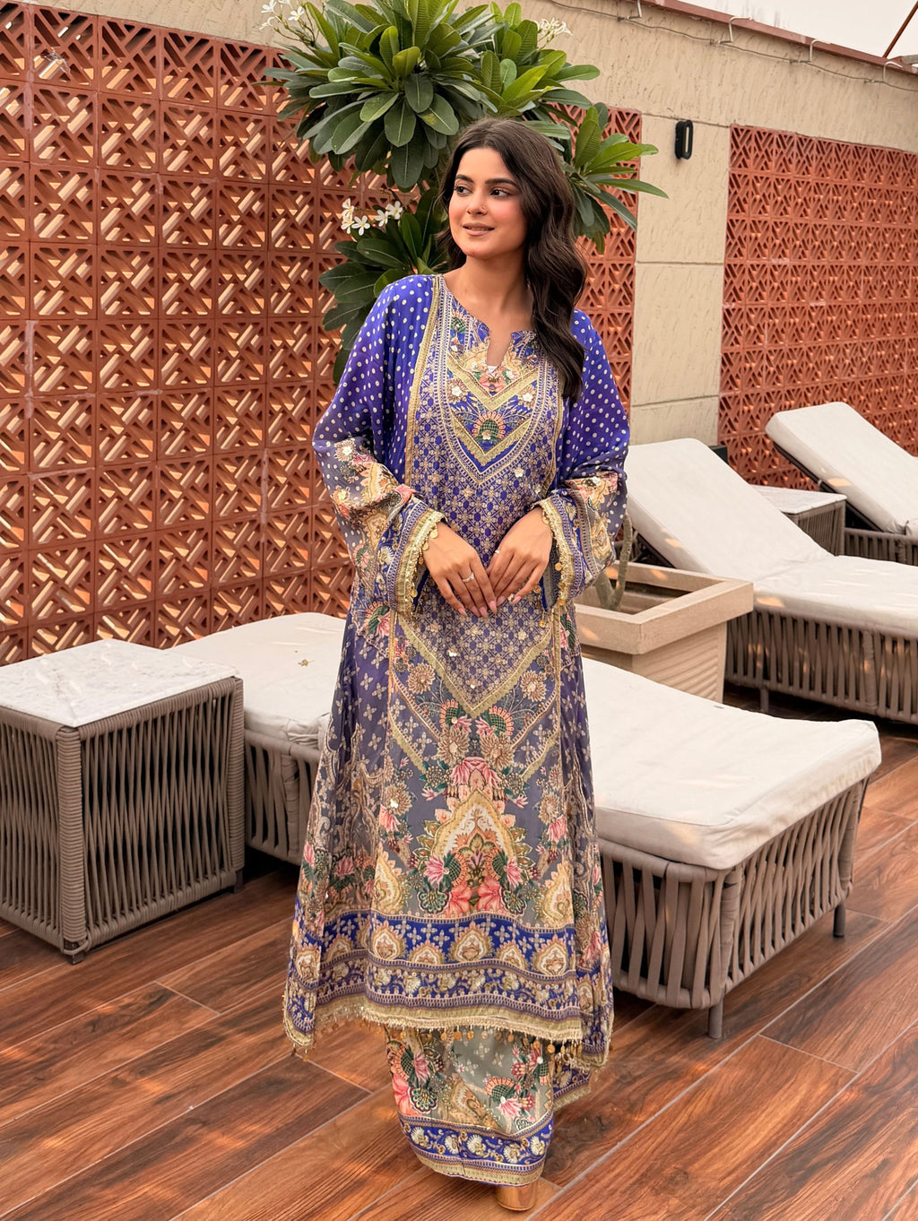embroidered suit with dupatta set
