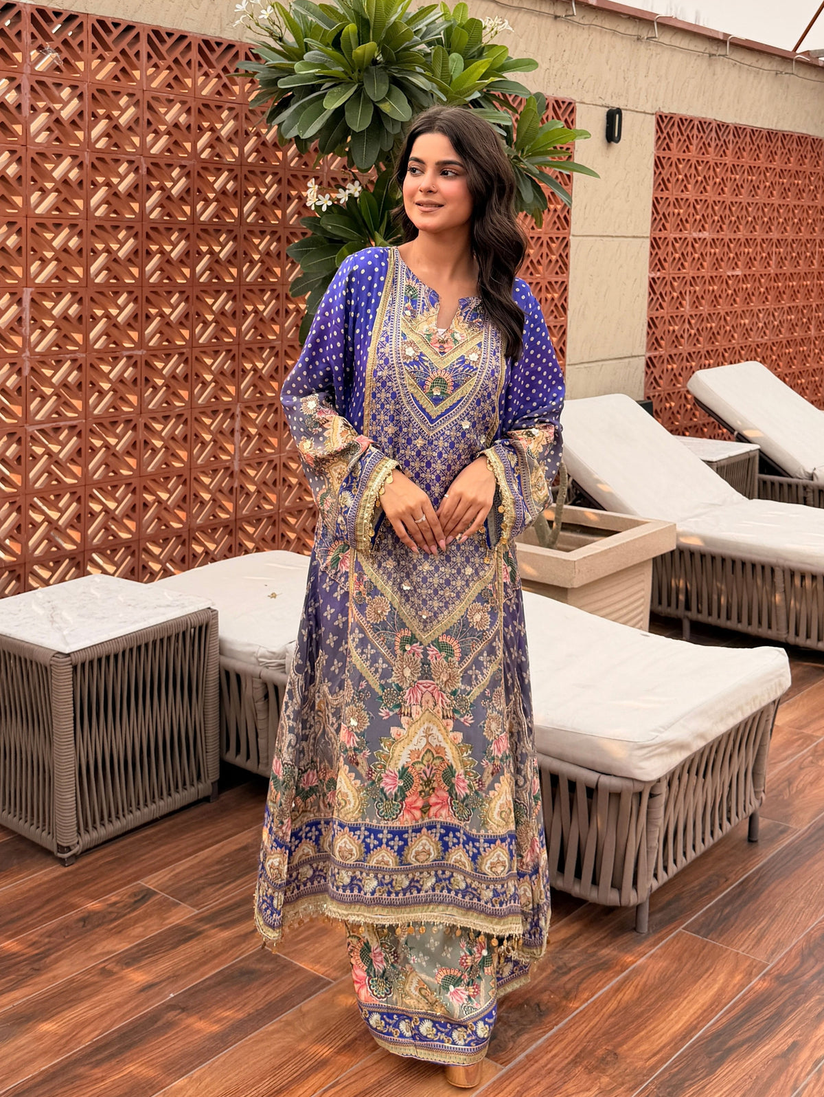 embroidered suit with dupatta set