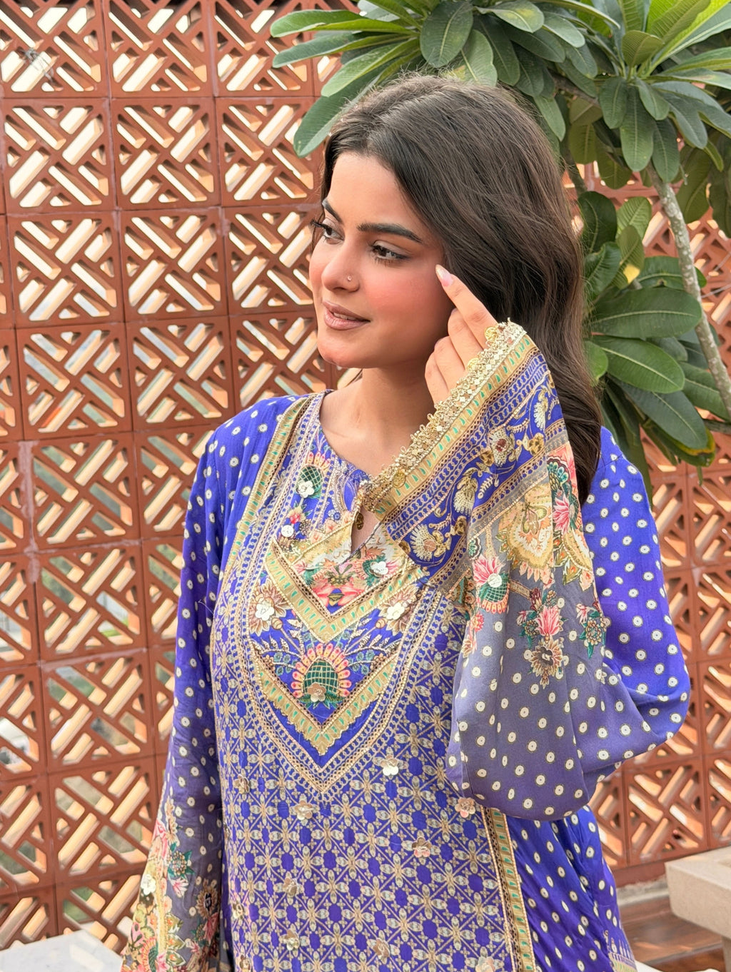 embroidered suit with dupatta set