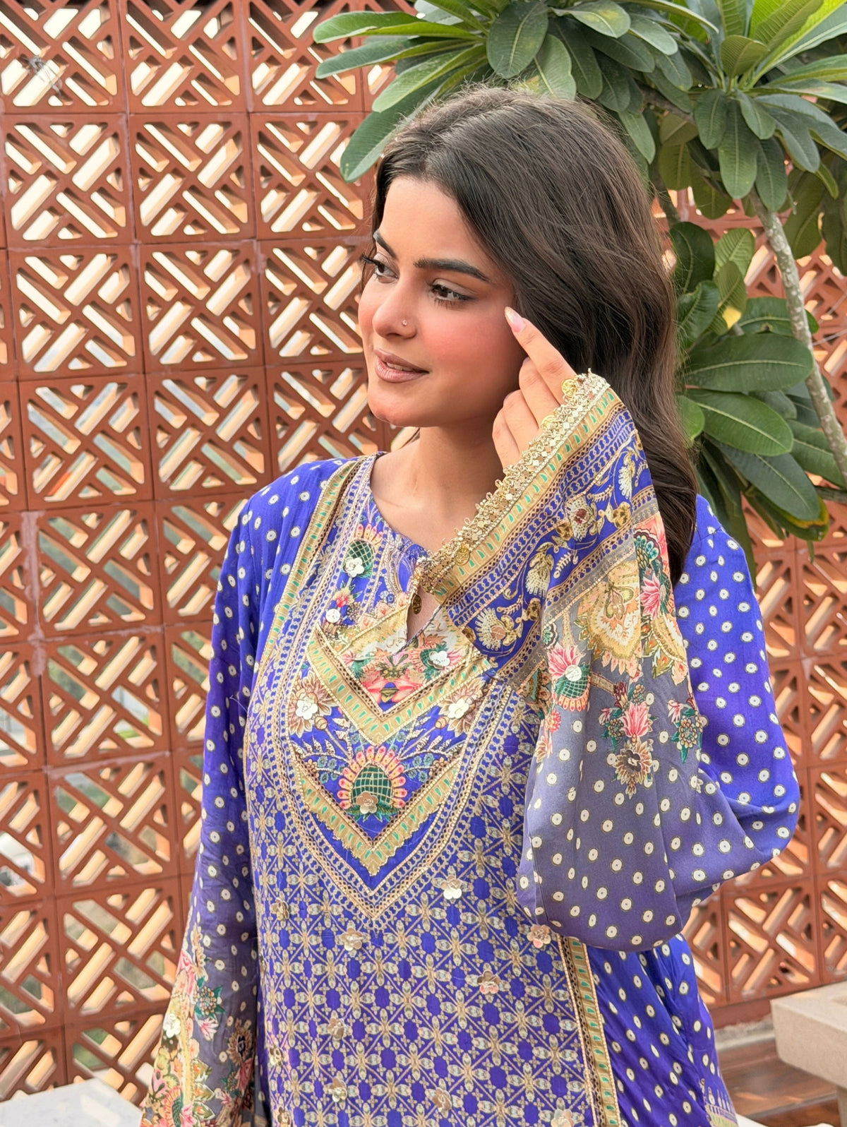 embroidered suit with dupatta set