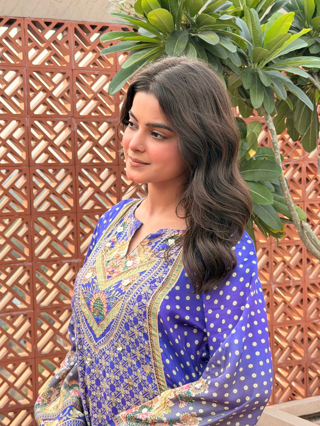 embroidered suit with dupatta set