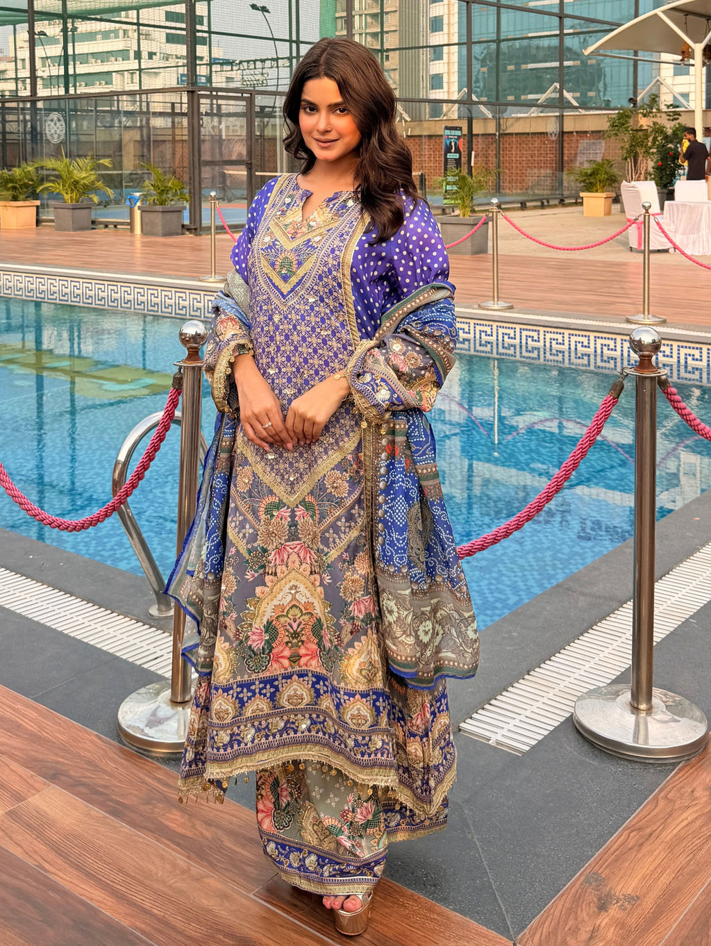 embroidered suit with dupatta set