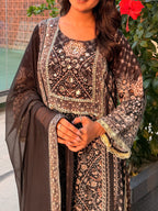 embroidered suit with dupatta set