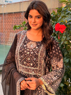 embroidered suit with dupatta set