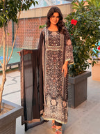 embroidered suit with dupatta set